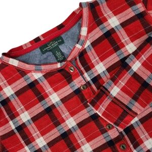 LAUREN JEANS CO. red plaid henley top small
